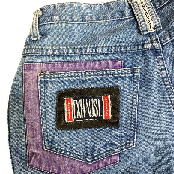 90s Authentic Exhaust Jeans Hip-hop Graffiti Denim Jeans Thrashed Ov… - Picture 8 of 12